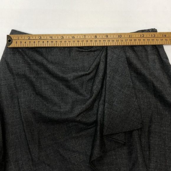 Ralph Lauren Black Label Gray Cashmere Wool Draped Skirt 2 Lined A-Line Ruffle - Picture 2 of 15